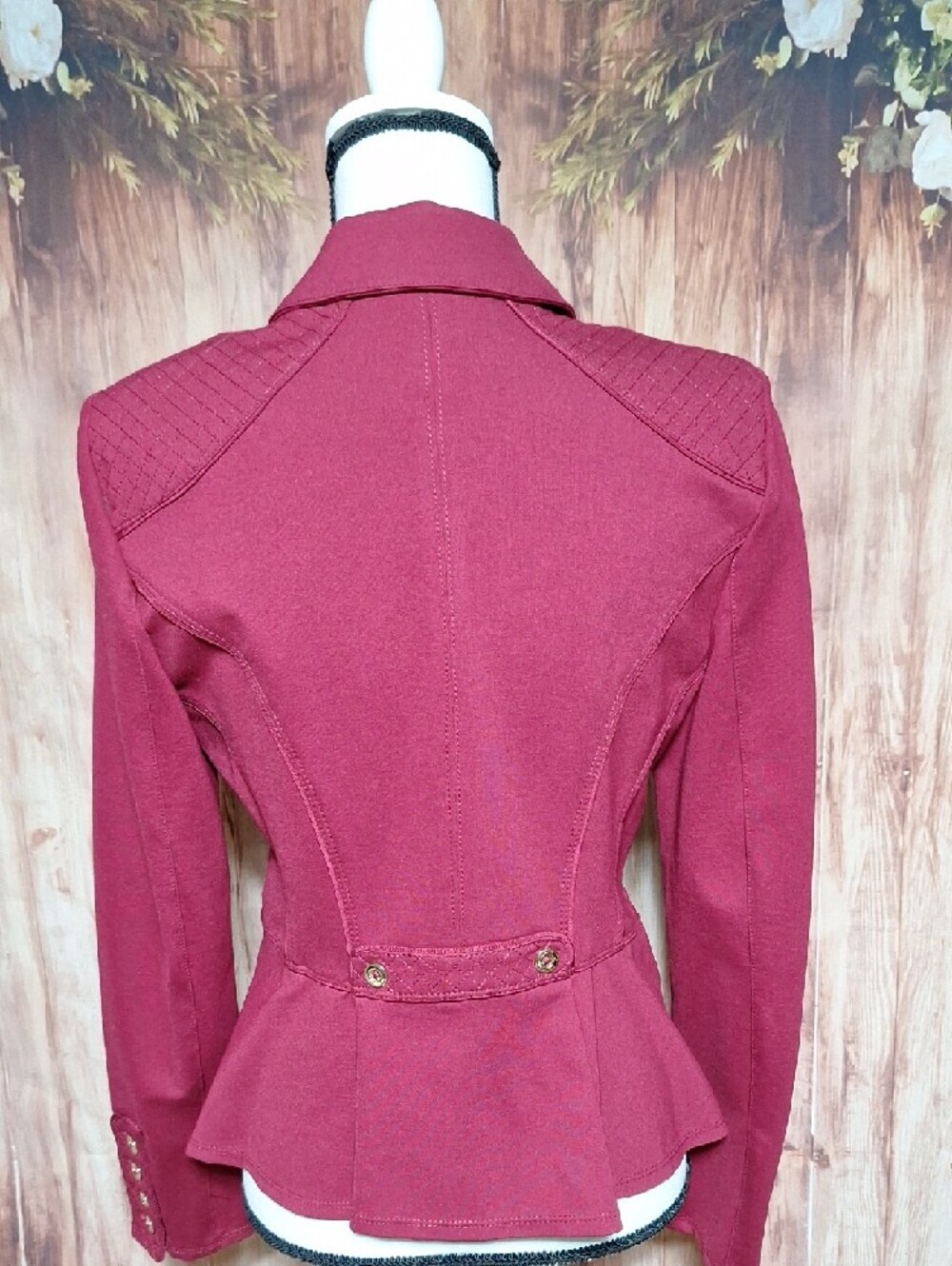 White House Black Market Raspberry Double-Breasted Ruffle-Front Blazer - Picture 7 of 14
